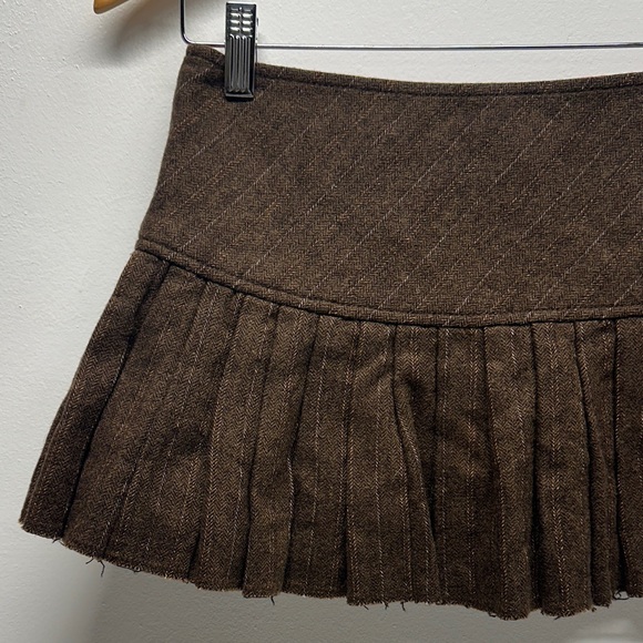 Vintage Abercrombie & Fitch Low Rise Micro Mini Skirt Wool Silk Lined Brown 2 - Picture 6 of 10